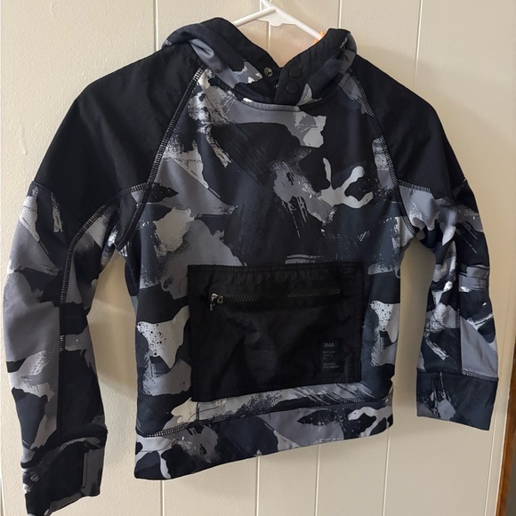 Athletic Works Boys Small 6-7 Grey Black Hooded Sweatshirt Pullover sporty camo - Picture 2 of 7